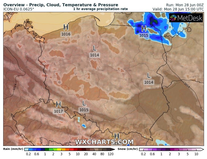 Przelotne opady i burze możliwe są tylko w górach i na północnym wschodzie