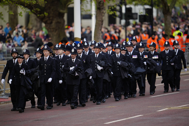 6 maja 2023. Policja przed koronacją króla Wielkiej Brytanii Karola III w Londynie