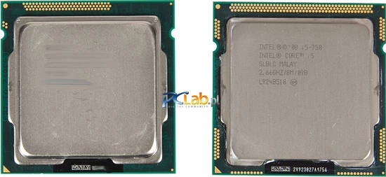 Z lewej – procesor LGA1155, z prawej – LGA1156