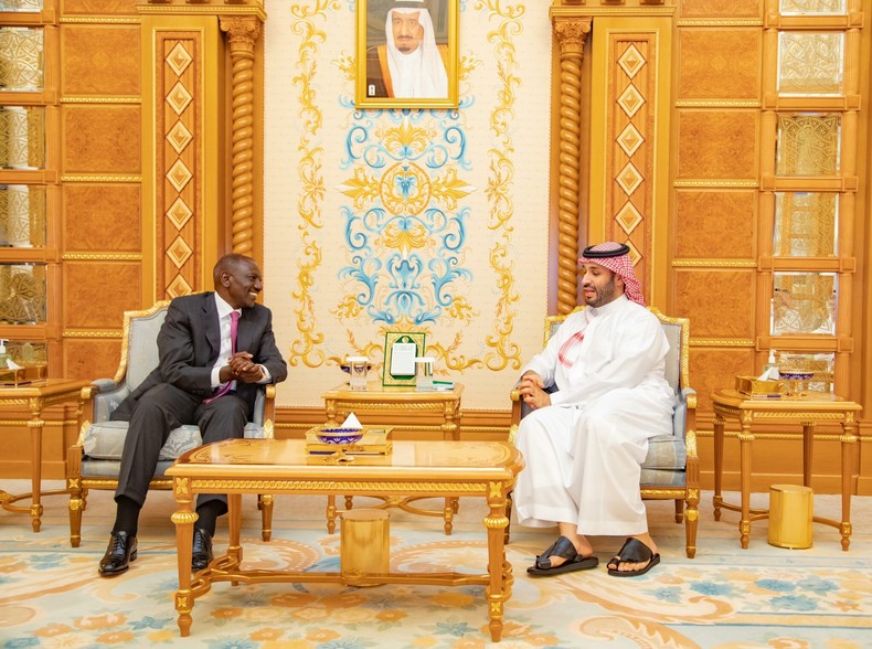 President William Ruto with Crown Prince of Saudi Arabia Mohammed Bin Salman