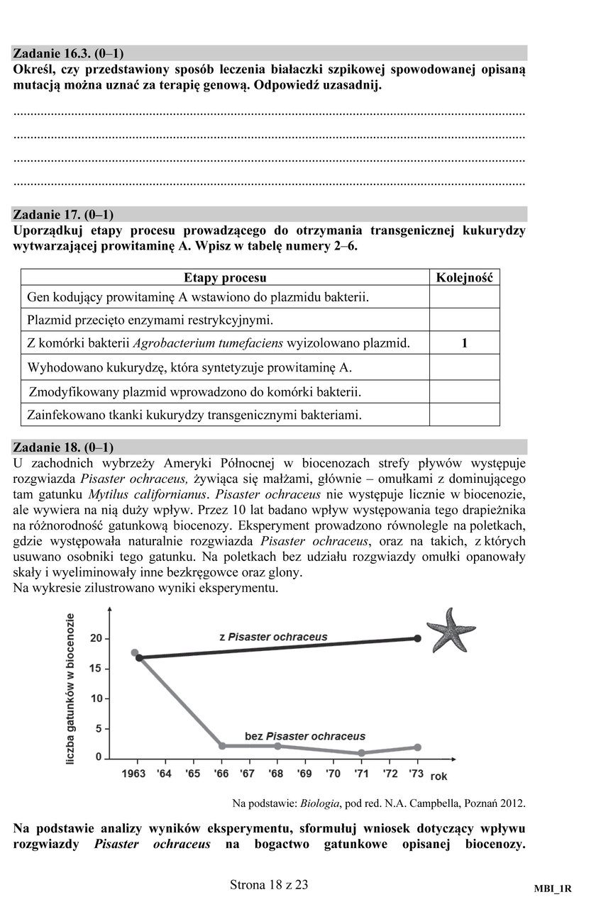 Matura 2017 z biologii poziom rozszerzony. Nowa formuła. Odpowiedzi