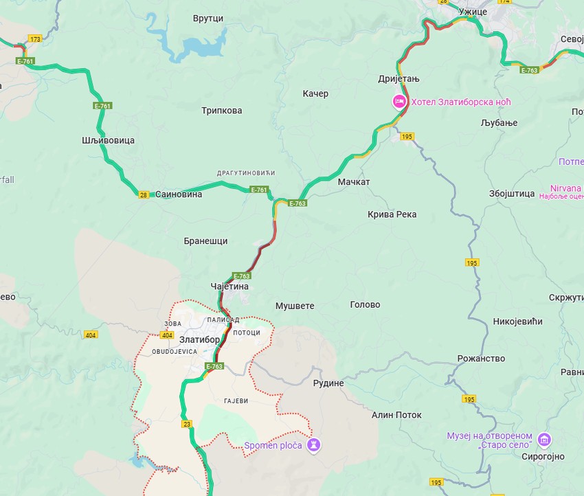 Gužve od Zlatibora do Užica