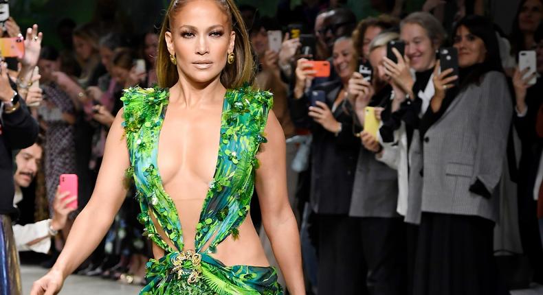 Jennifer Lopez walks the Versace runway on September 20, 2019.WWD/Getty Images