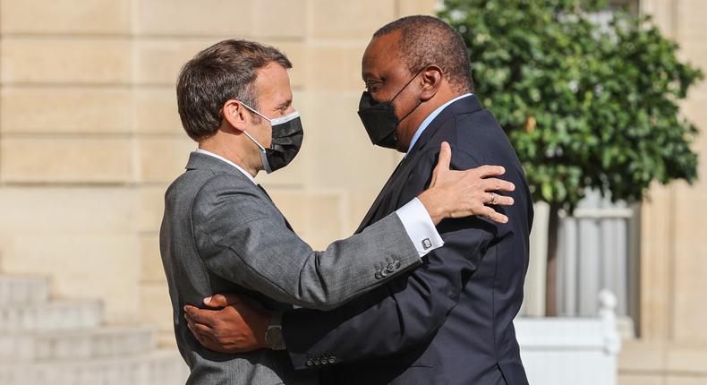 President Uhuru Kenyatta and French President Emmanuel Macron