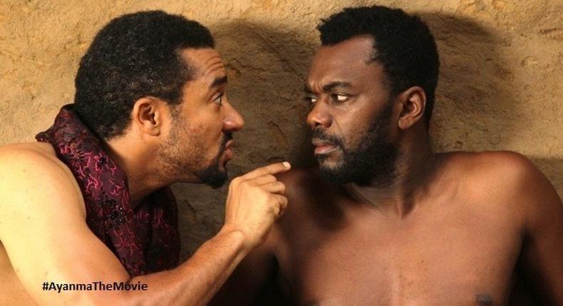 Majid Michel and Wale Ojo on set of Ayanmma 