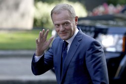 European Council President Donald Tusk arrives in Downing Street in London