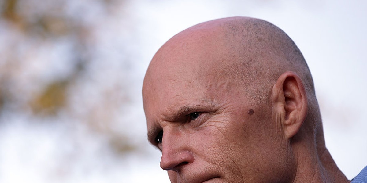 Florida Gov. Rick Scott during a press conference on South Orange Avenue down the street from the Pulse nightclub on June 13 in Orlando, Florida.