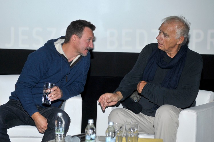 Robert Więckiewicz i Janusz Głowacki na konferencji prasowej filmu 'Wałęsa. Człowiek z nadziei'
