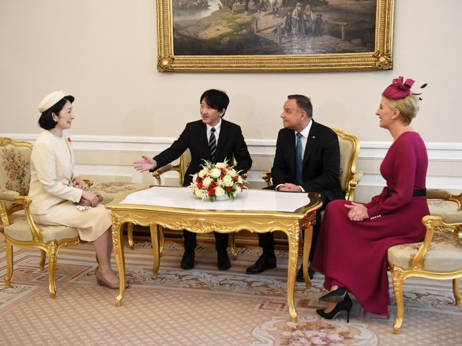 Para książęca Japonii i Andrzej Duda oraz Agata Kornhauser-Duda