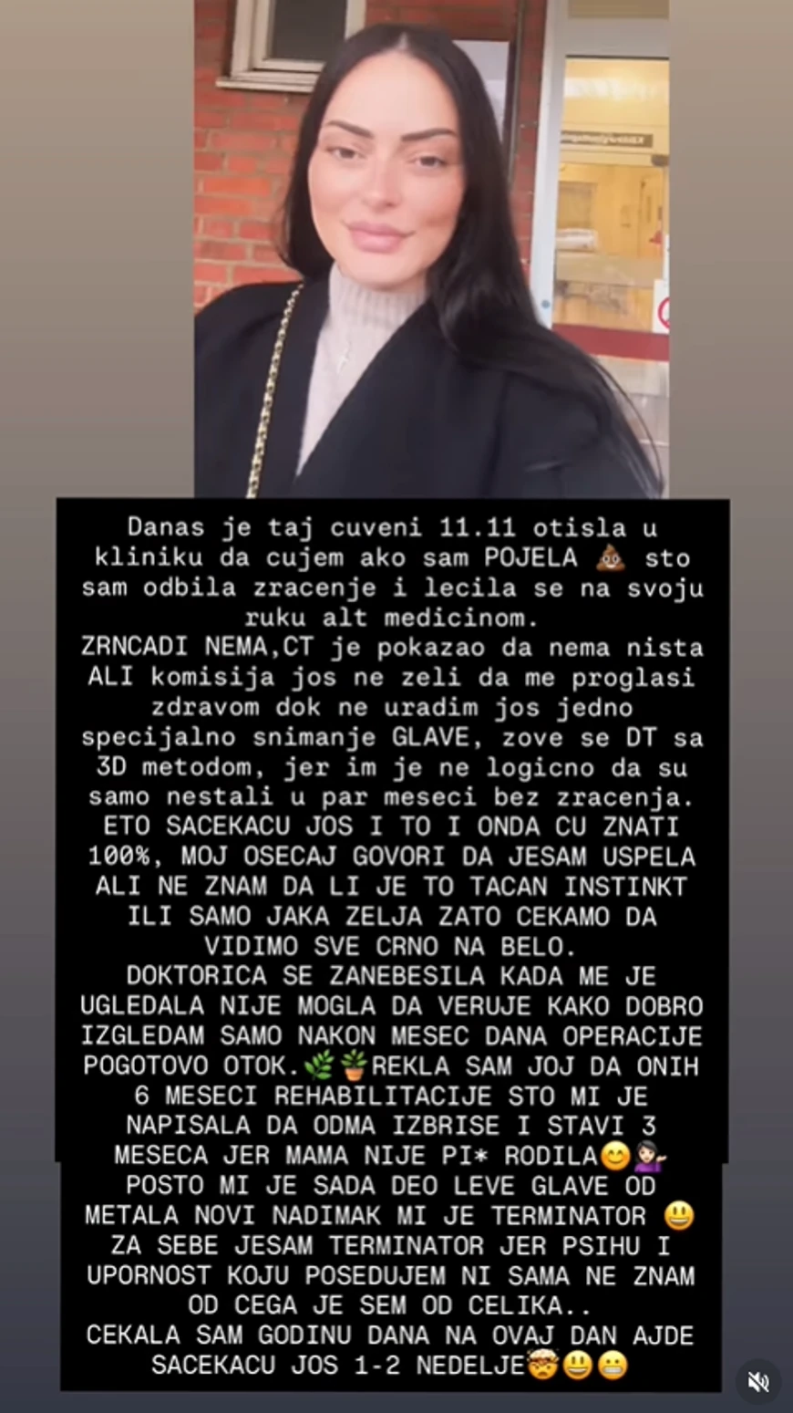 "LEVI DEO GLAVE MI JE OD METALA" Jelena Batos operisala tumor, pa otkrila kakvi su rezultati: "Komisija još ne želi da me proglasi zdravom, doktorka se začudila"