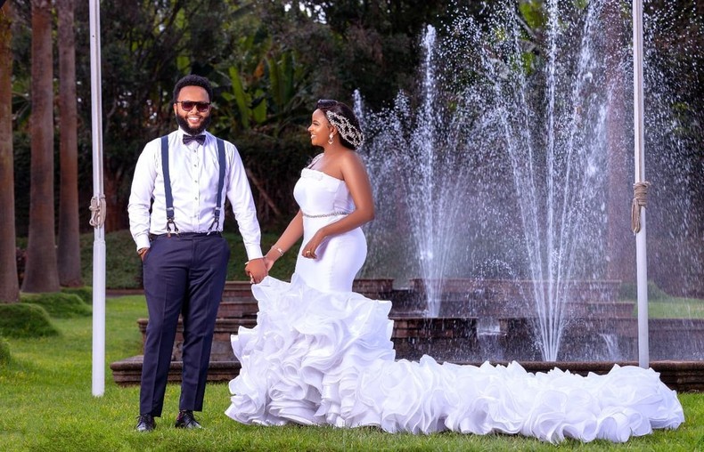 Muthoni Mukiri dresses in stunning white gown on wedding day 