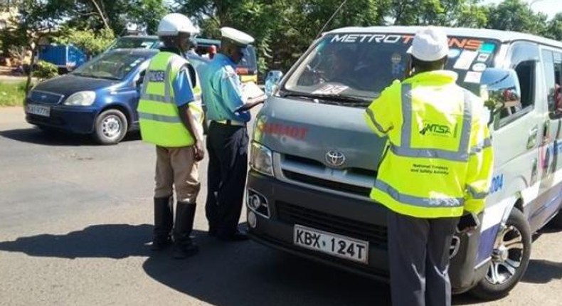 NTSA officials inspecting a PSV vehicle