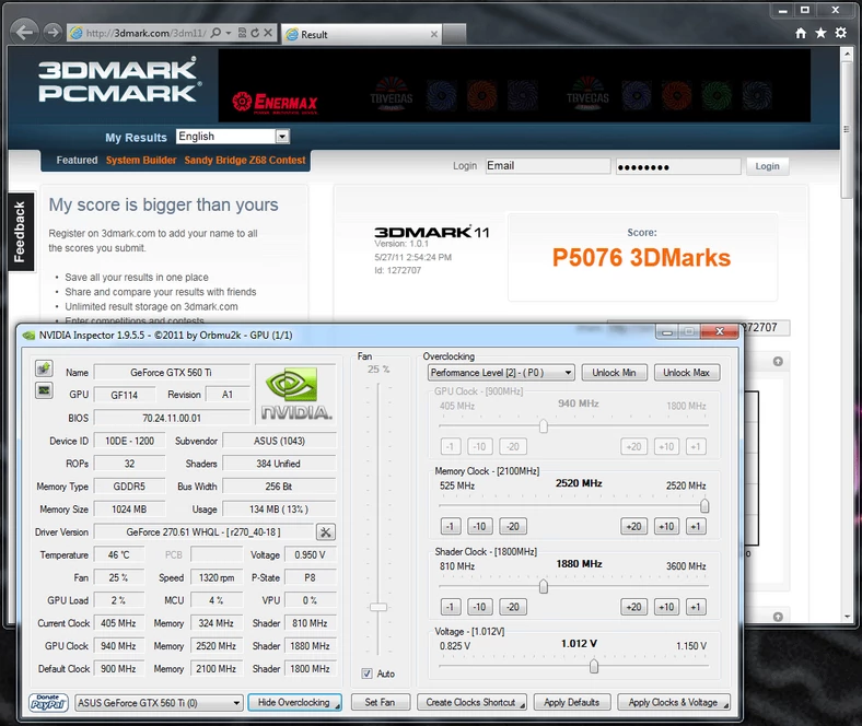 3DMark 11 - 5076 pkt.