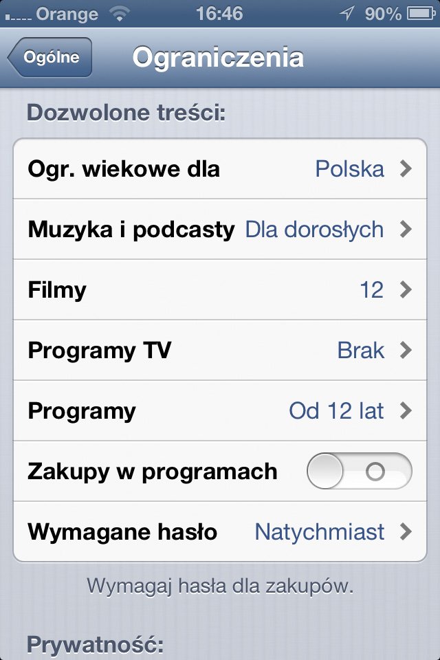 Wbudowana kontrola rodzicielska w system iOS