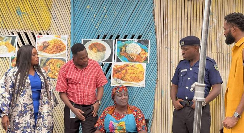 Bisola Ayieola, Femi Jacobs, Bucci Franklin on set of 'Muri & Ko'[Shock Ng]