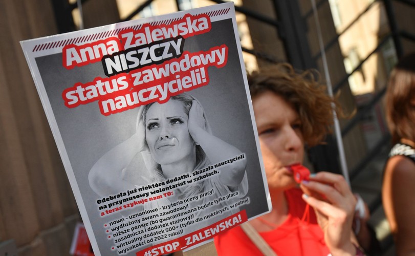 Nauczyciele na proteście