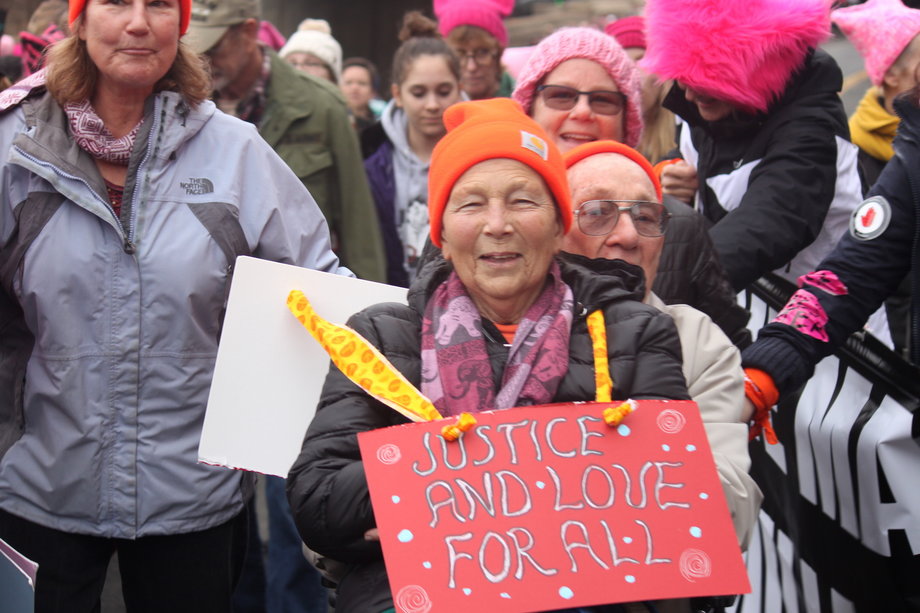 Protestors at the Women's March on Washington, January 21, 2017.