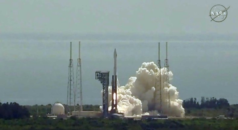 Unmanned Atlas V rocket with Cygnus lifts off on April 18, 2017 at Cape Canaveral, Florida