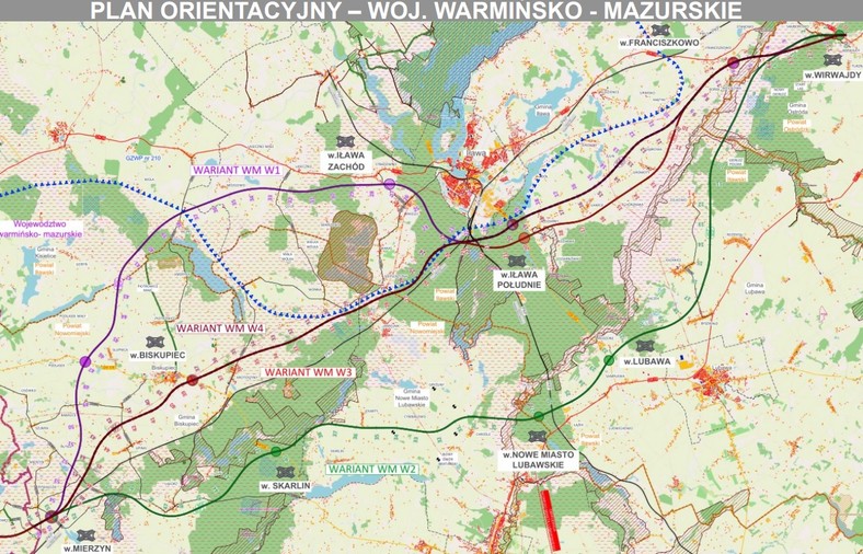 Plan orientacyjny S5 w woj. warmińsko-mazurskim