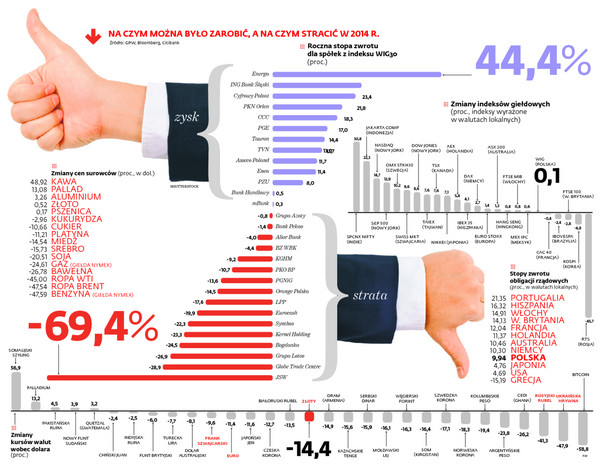 Na czym można było zarobić, a na czym stracić w 2014 roku?