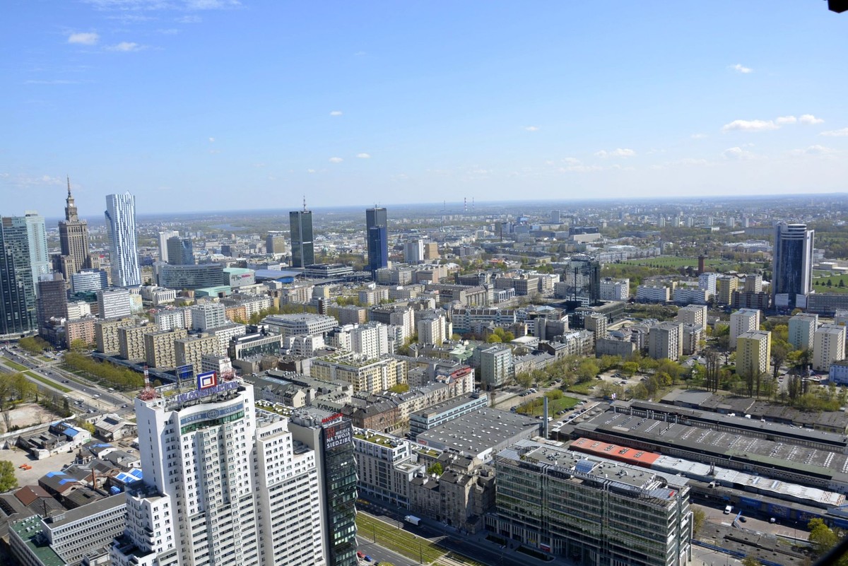 Widok na Warszawę z wieżowca Warsaw Spire