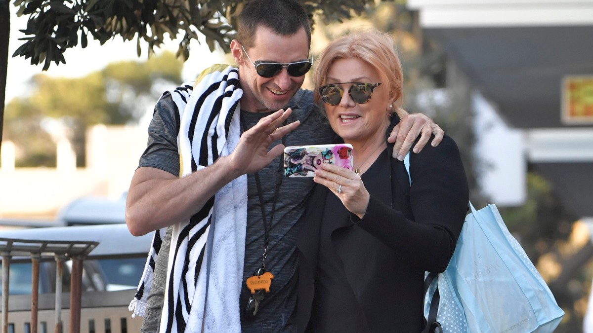 Hju Džekman sa bivšom suprugom