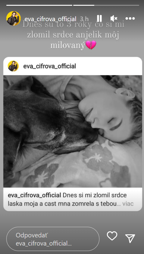 Eva Cifrová si zaspomínala na svojho psíka.