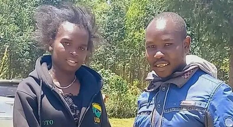 Bomet woman representative-elect Linet Toto and her boda boda rider Gideon Cheruiyot. Photo: Linet Toto/Twitter