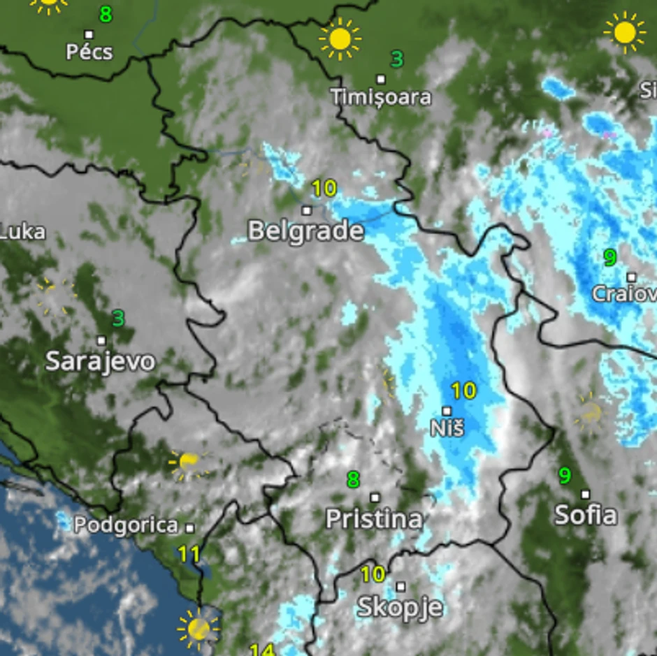 Padavine u Srbiji pre 8 sati