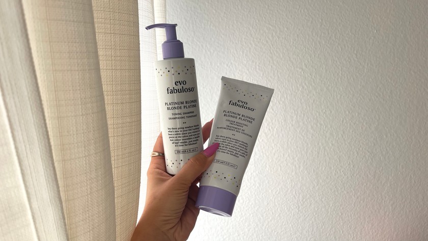 «Fabuloso»-Shampoo im «Platinum Blonde»-Ton für 25 Franken (250 ml) und -Conditioner für 27 Franken (220 ml) von Evo, via PerfectHair.ch.