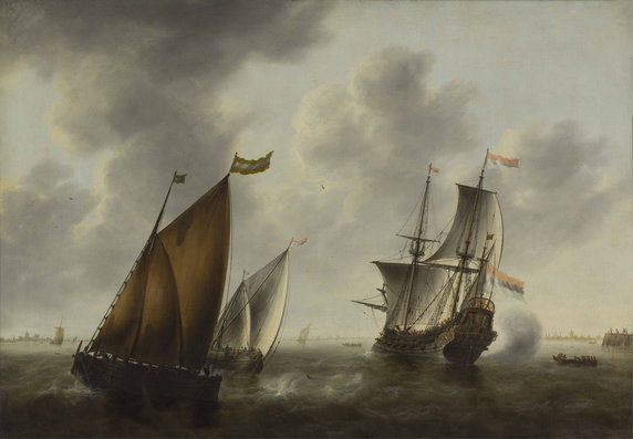 Jacob Adriaensz Bellevois, "Statki u holenderskiego wybrzeża" (1658)