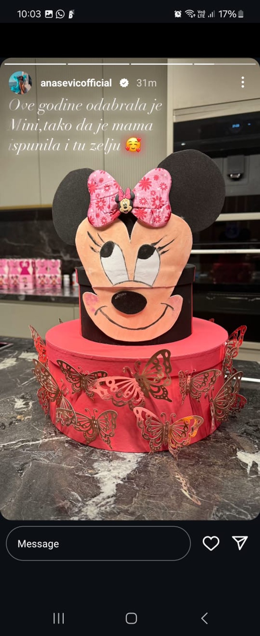 Ana Sević objava torte na Instagramu 