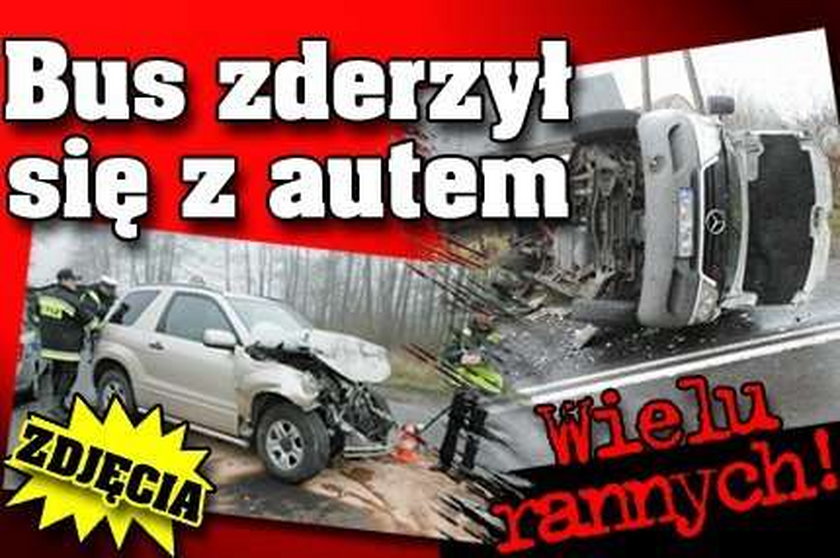 Bus zderzył się z autem, jest wielu rannych! ZDJĘCIA