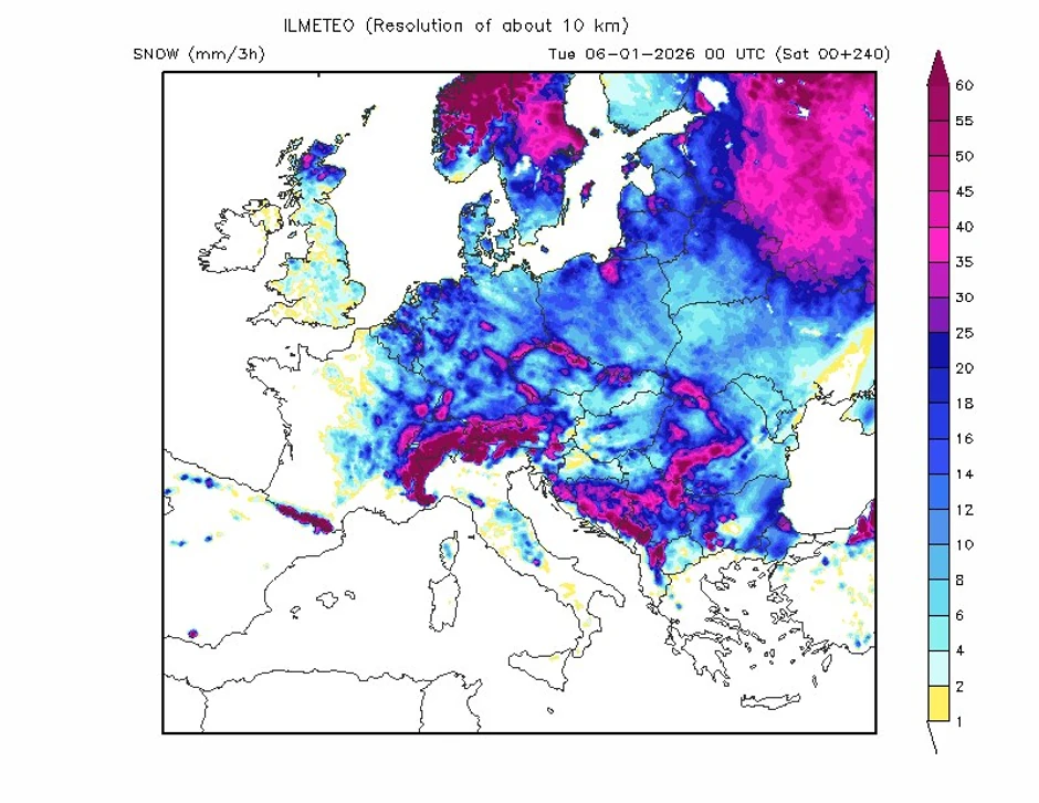 Mapa snega na Badnji dan