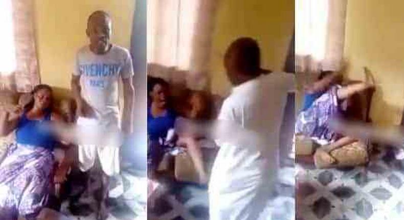 Man flogs his adulterous sister severely for cheating on her husband (Video)