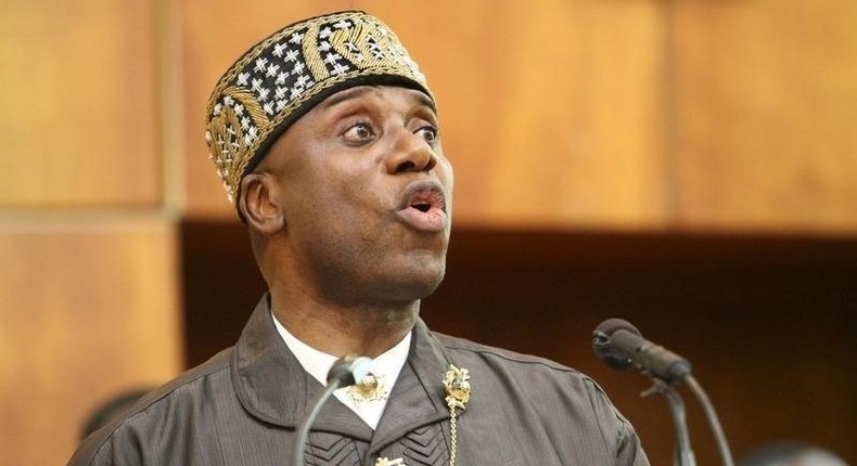 Former Rivers State governor Rotimi Amaechi speaks during the senate screening of new ministers in Abuja, Nigeria October 22, 2015. 