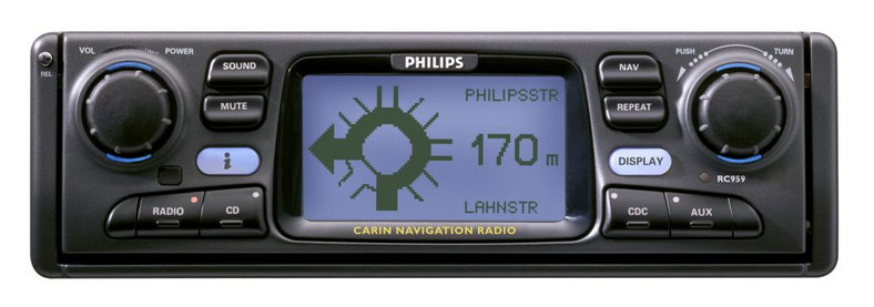 Klasyczna nawigacja strzałkowa Philipa z legendarnej serii Carin stała się podstawą zestawów nawigacji oferowanych przez markę VDO Dayton.