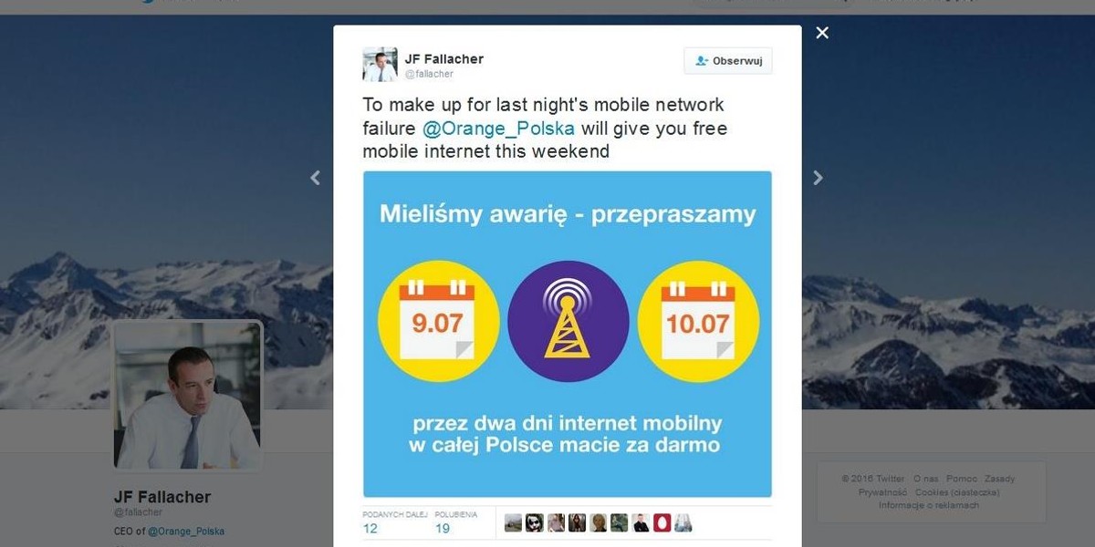 Orange przeprasza za awarię. Daje darmowy internet