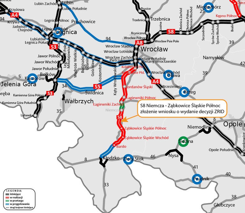 S8 odcinek Niemcza - Ząbkowice Śląskie Północ - lokalizacja