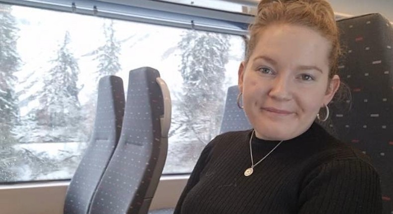 Mikhaila Friel photographed while traveling on a train from Luxembourg to Belgium.Mikhaila Friel/Insider