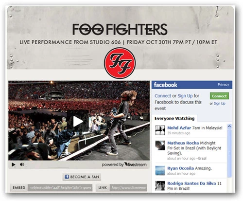 Zobacz koncert Foo Fighters na Facebooku!