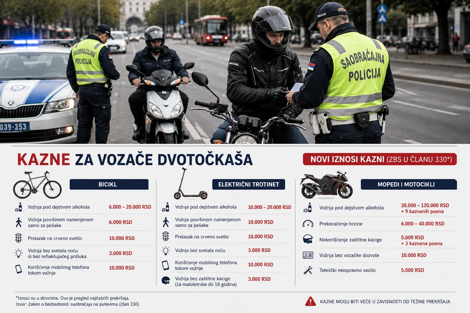 Pojedini prekršaji vozača dvotočkaša se ozbiljno kažnjavaju
