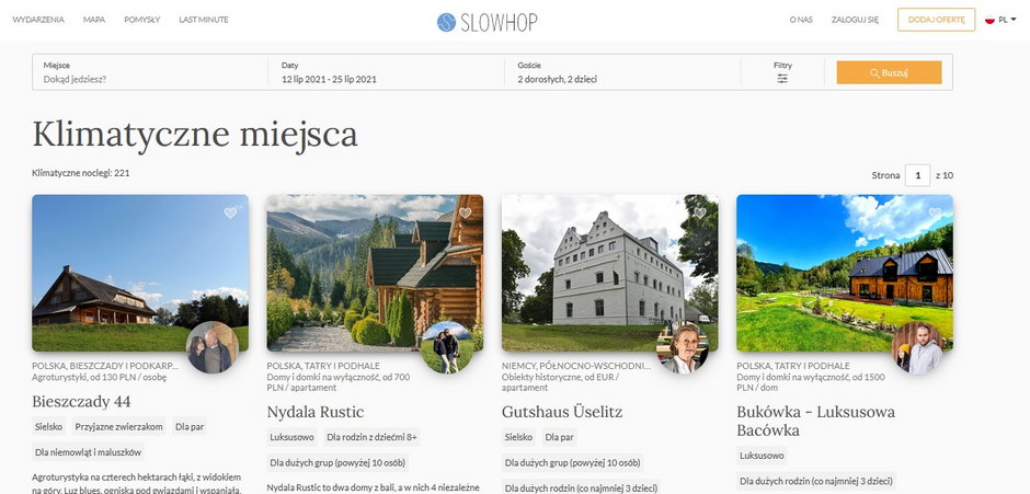 Rezerwacje w serwisie Slowhop.pl