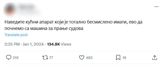 Post na Tviteru