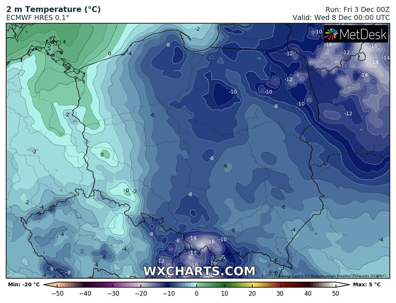 Nocami temperatura lokalnie będzie spadać poniżej -10 st. C