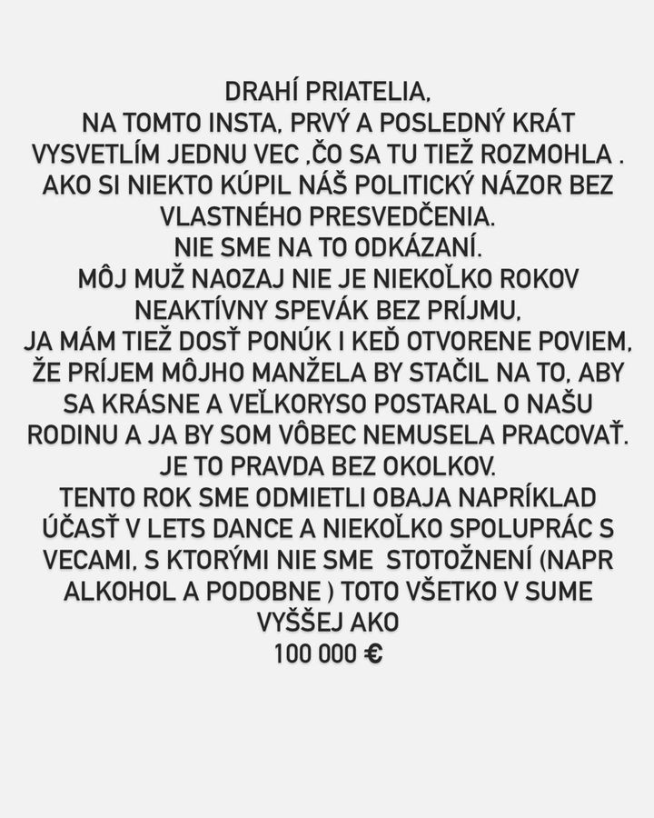 Jasmina uviedla veci na pravú mieru.