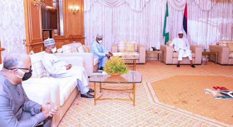 President Muhammadu Buhari meets the Presdiential Task Force members on Thursday, August 5, 2020 (Punch)