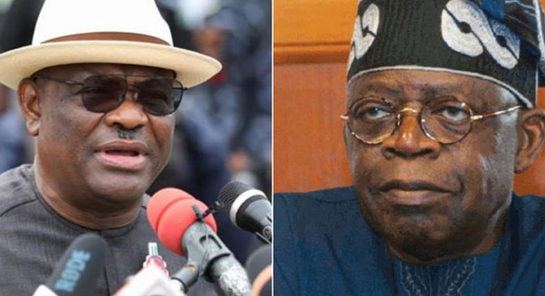 The Presidential candidate of the APC, Bola Tinubu and Governor Nyesom Wike of Rivers State. (Independent). [Channels]