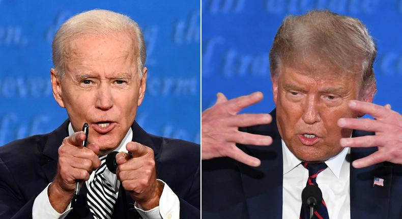 Joe Biden (left) looks set to replace Donald Trump (right) as U.S. president [Jim Watson/Saul Loeb/AFP]