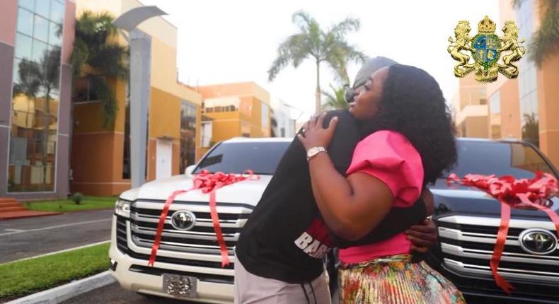 Freedom Jacob Caesar gifts wife 2 new land cruisers in romantic video (WATCH)